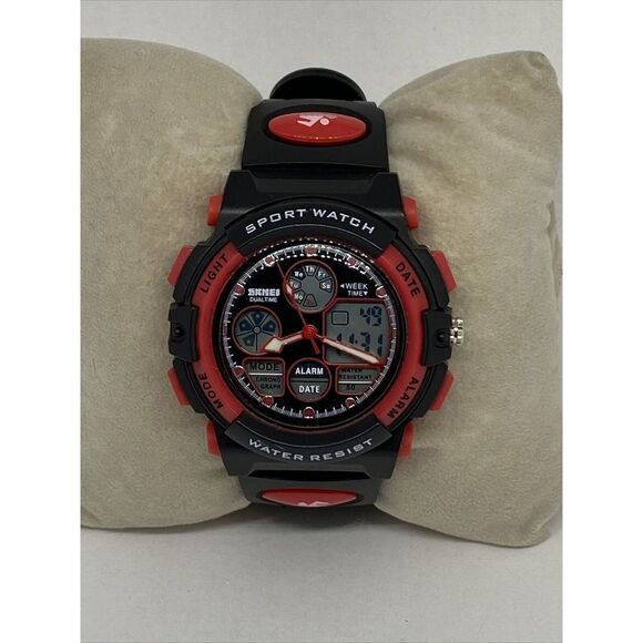 SKMEI 1163 Unisex Kids Black Band Digital & Analog Dial Quartz Wrist Watch RQ476 - Picture 1 of 12
